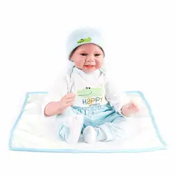 Милый 55 см Звук смех Reborn Детские куклы игрушки синий одежда мягкая силиконовая Реалистичная новорожденная детская игрушка для мальчиков