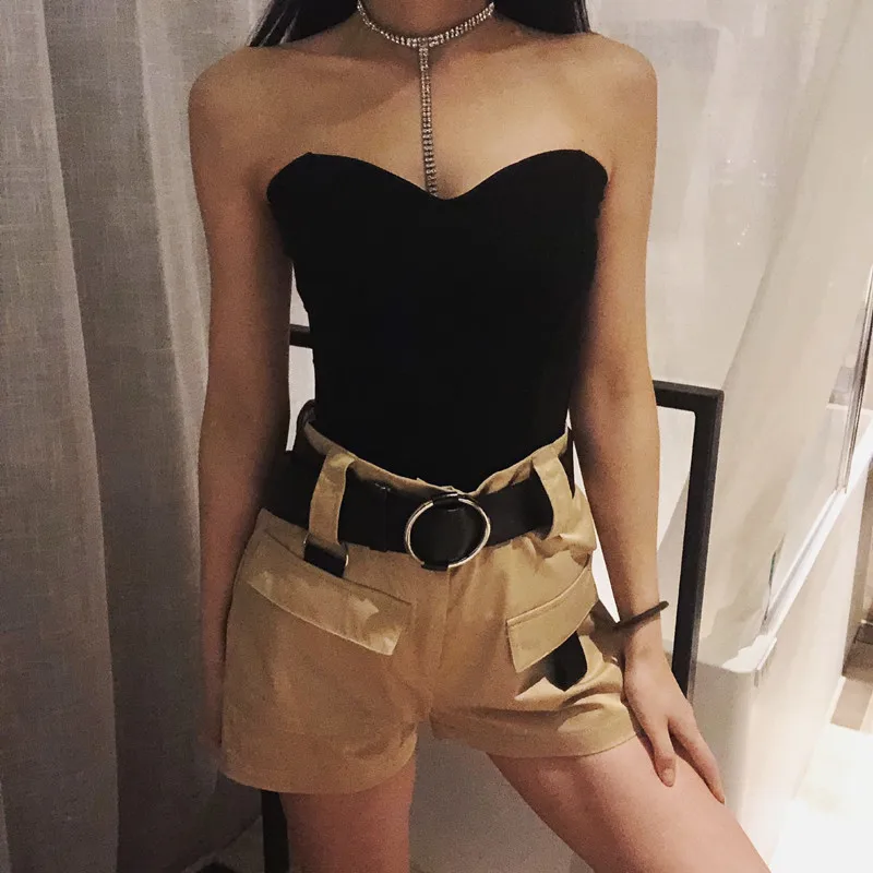 Black White Tube Tops Strapless Top Strapless Shirt Vintage Sleeveless Off The Shoulder Crop Top Women Tube Tops