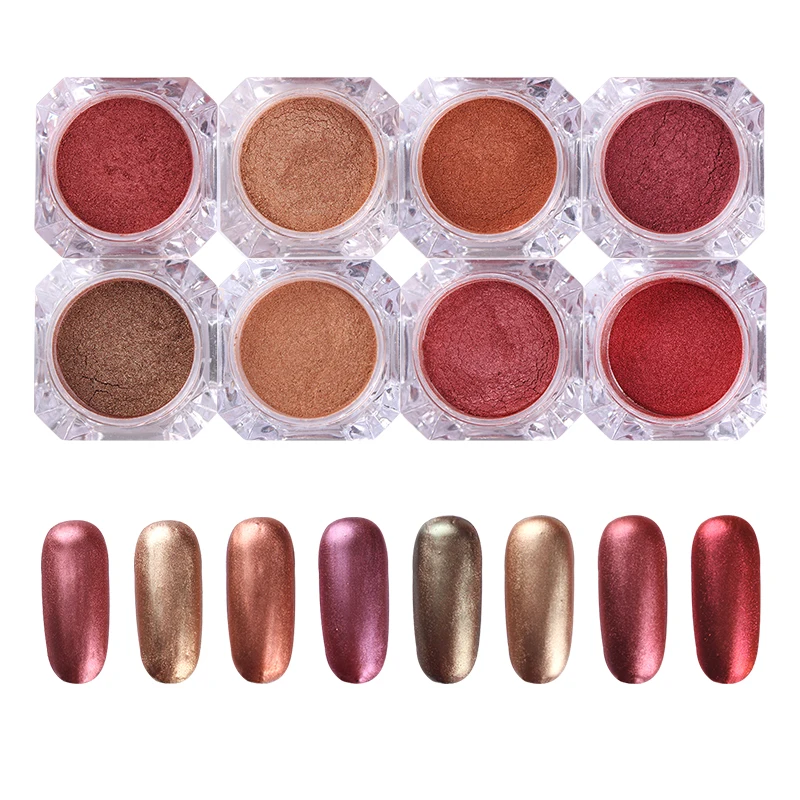 2 г красное золото матовый блеск порошок лак для ногтей маникюр Дизайн ногтей Блестящий порошок украшения