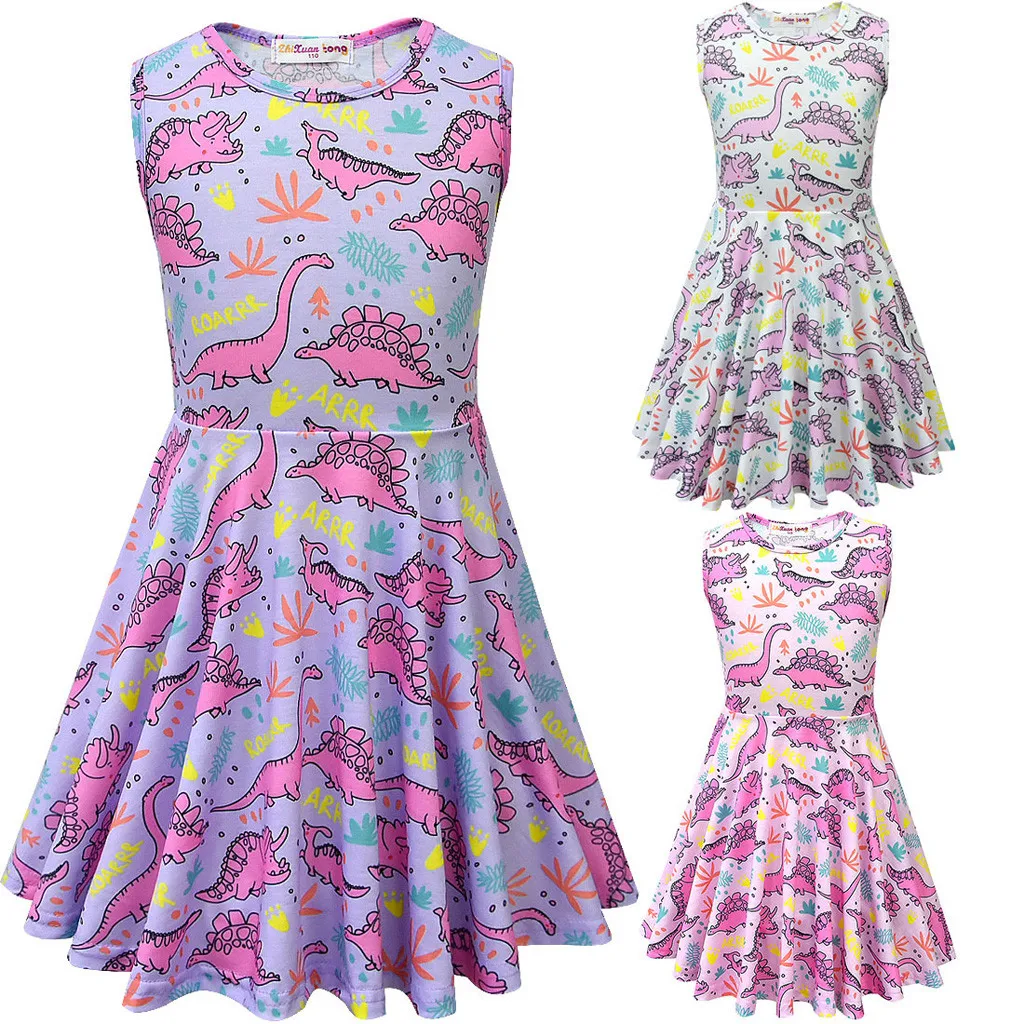 

2019 Exquisite Toddler Kids Baby Girls Clothes Set Toddler Kid Baby Girl Cartoon Dinosaur Letter Printed Casual Dress Clothes