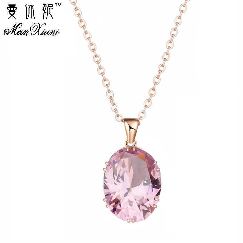 Женский комплект из колье и серёг розового золота|gold pendent|pendents womenzircon cubic |