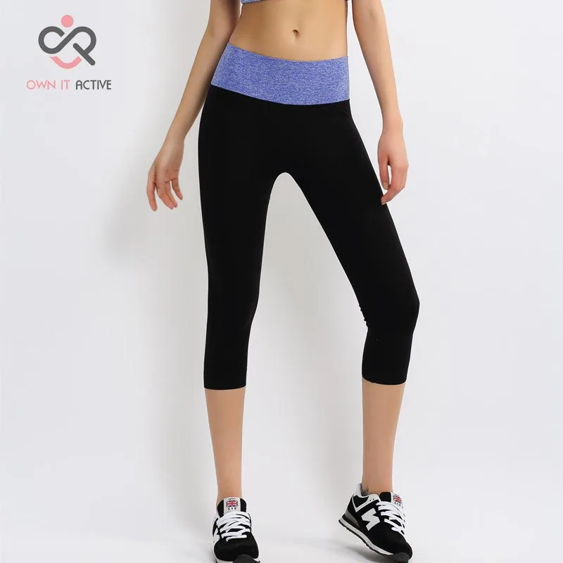 

New Tone Stretchy Breathable Sports Gym Yoga Leggings Pants Three Quarter Length Stylish Modern Design NylonMaterial P003