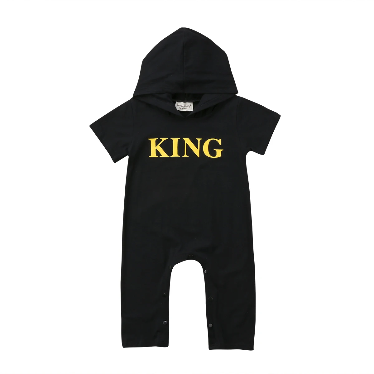 0-24 м для новорожденных Для маленьких мальчиков ребенок король печати с капюшоном комбинезон комбинезоны наряды - Цвет: short Sleeve