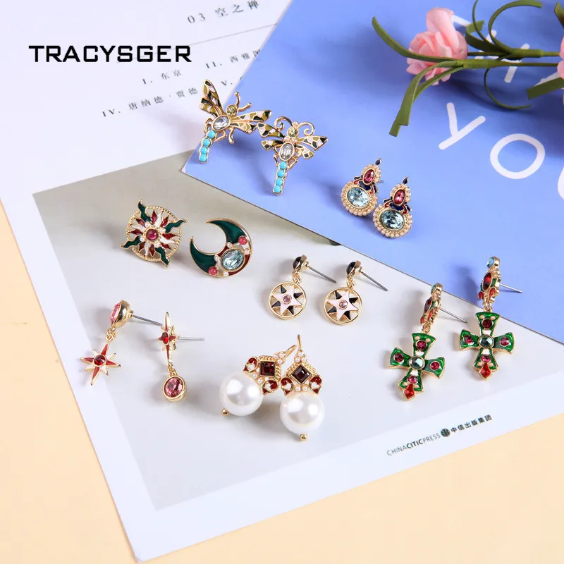

AB-ed01551c /TRACYSGER/Baroque style pearl enamel earrings