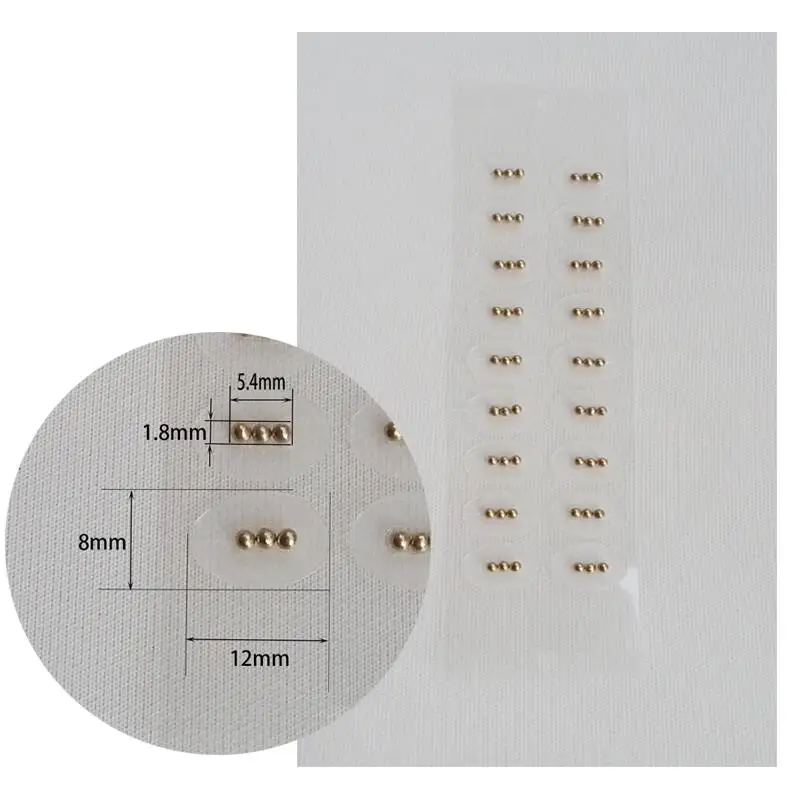 Хрустальные бусины для ушей, аурикулярная акупунктура, золотые магнитные ушные акупрессуры, двойные гранулы, наклейки для потери веса, цветная паста