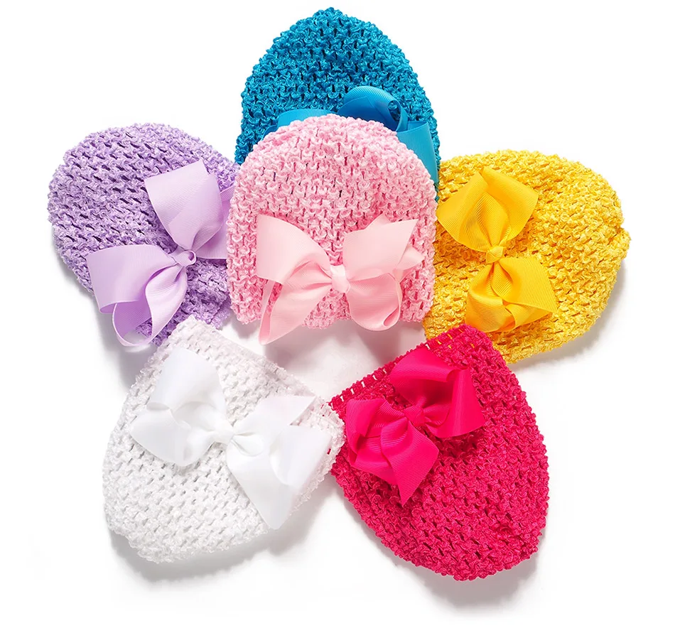 

Infant Spring Colorful Lace-up Baby Boy Girl Caps Newborn Soft Cotton Bow-knot Hat Sweet Beanie Hollow Lace Kids Hats