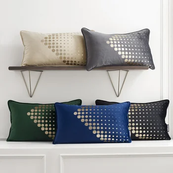 

luxury flannel gold stamping home seat decoration pillow case sofa bed car lumbar pillow cover 30x50cm,2 piece packed