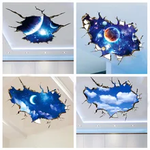 

Outer Space 3D Wall Sticker Cosmic Galaxy Wall Decals for Kids Room Floor Decoration Blue Sky Ceiling Stickers