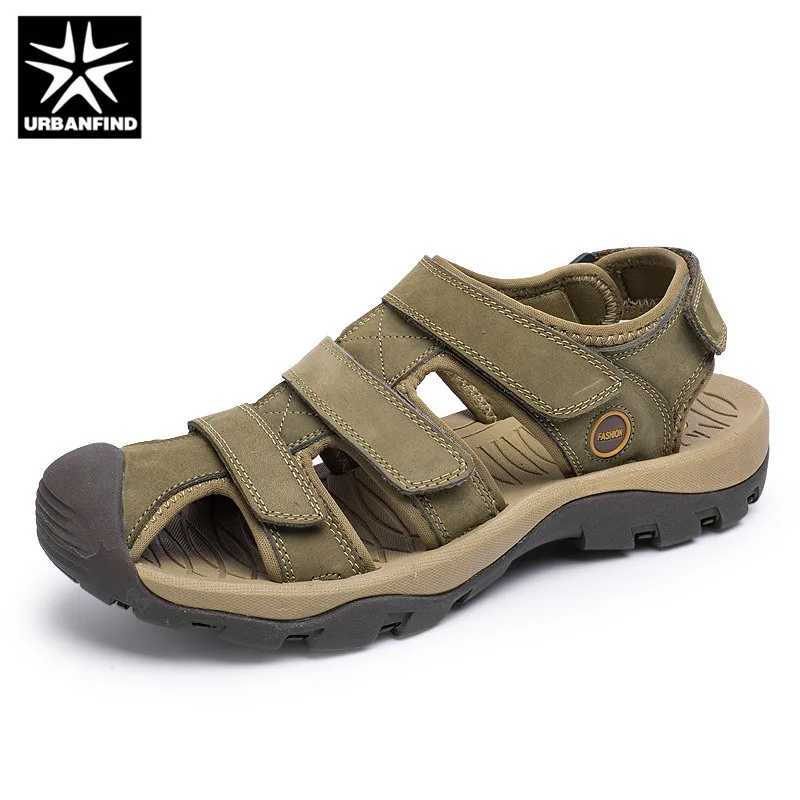 URBANFIND/Классические Для мужчин босоножки из натуральной кожи; летние туфли; размеры 38–46 Высокое качество Мужская воздухопроницаемая комфортная обувь, сандалии