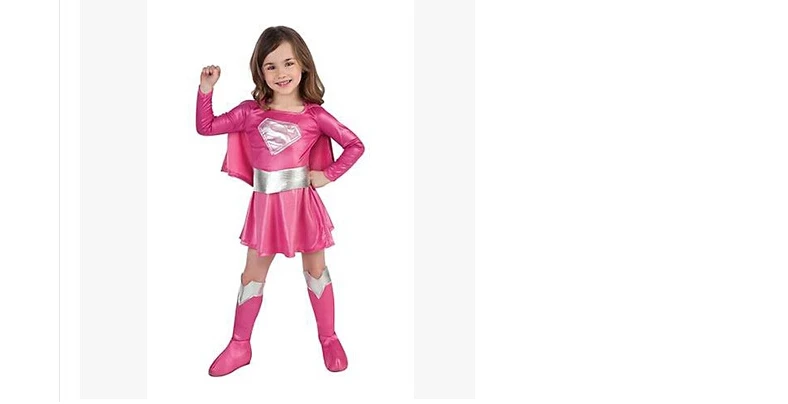 Cosplay&ware Children Pink Superman Girl Dresshalloween Cosplay Party Super Hero Costume With Capebootsbelt -Outlet Maid Outfit Store