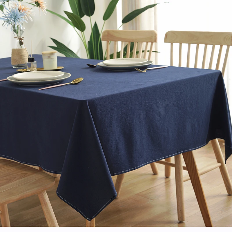 Solid Color Cotton Tablecloth Home Kitchen Dining Table Cover Hotel Tablecloth Rectangular Table Cloth Wedding Party Decoration