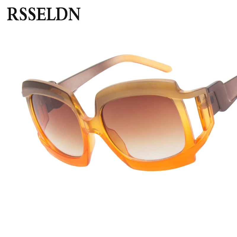 

RSSELDN Oversize Square Sunglasses Women 2019 New Fashion Orange Black Frame Gradient Shades Vintage Sun glasses zonnebril dames