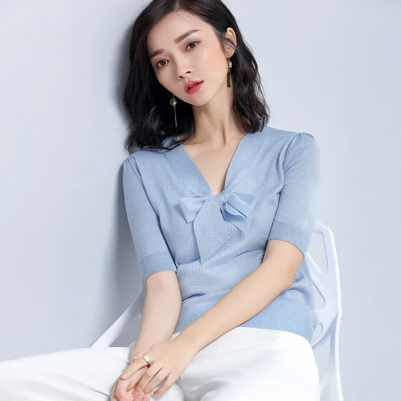 

AmberHeard 2018 Summer Korean Basic T-shirt Women Casual Ladies Sexy Top Tshirts Fashion Bright Silk Tee Shirt For Women Clothes