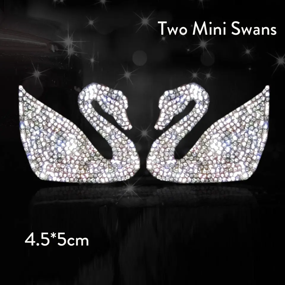 2pcs mini swan Различные узоры кристаллических автомобильных наклеек s украшающие машины бампер окна ноутбуки багаж Стразы наклейки белые Авто Assessoires - Название цвета: 2pcs mini swan
