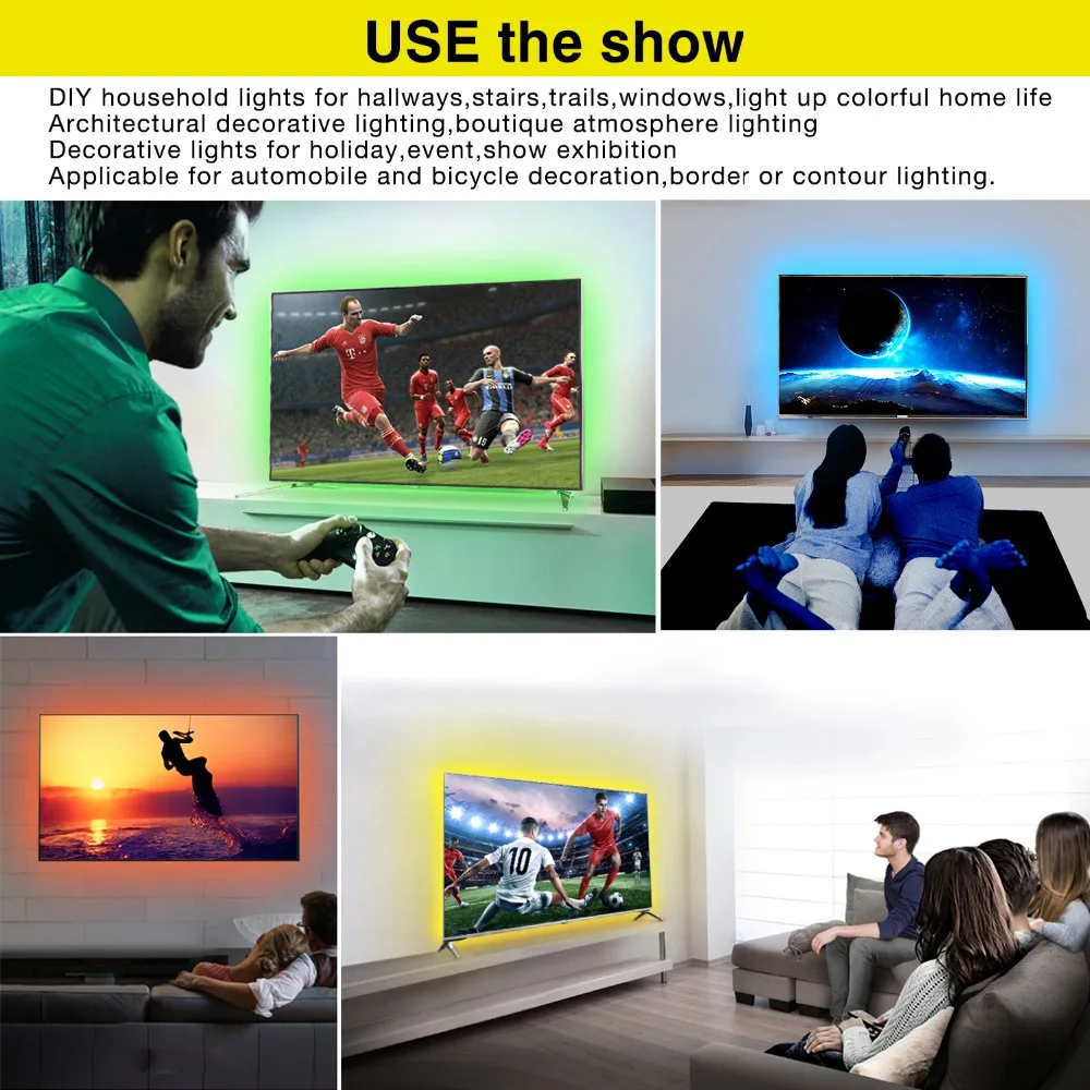 2 5 м USB RGB Светодиодная лента 5050 SMD гибкая светодиодная подсветка набор для
