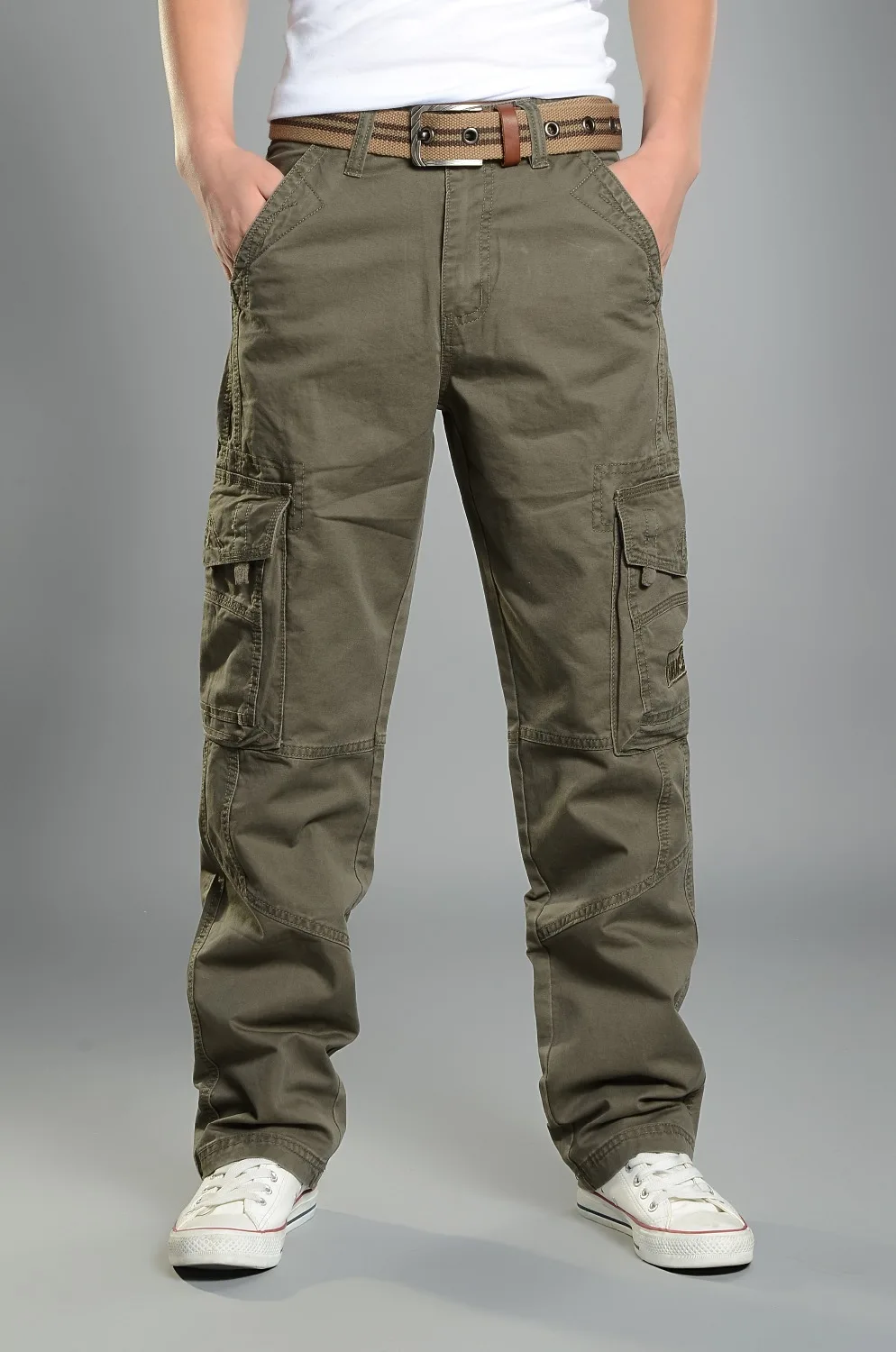 Winter Big Pockets Thick Men's Cargo Pants Warm Baggy