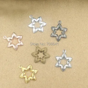 

15x19mm European Charms Filigree Star Pendant Beads Brass Metal Wraps Links Hair Clasp Bu Yao Accessories DIY Findings