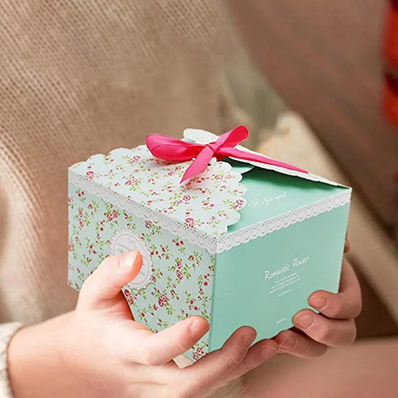 

10Pcs/set Christmas Gift Boxes, Flower Pattern Treats Boxes for Cookies Candy packaging box Birthday Party Wedding Decoration