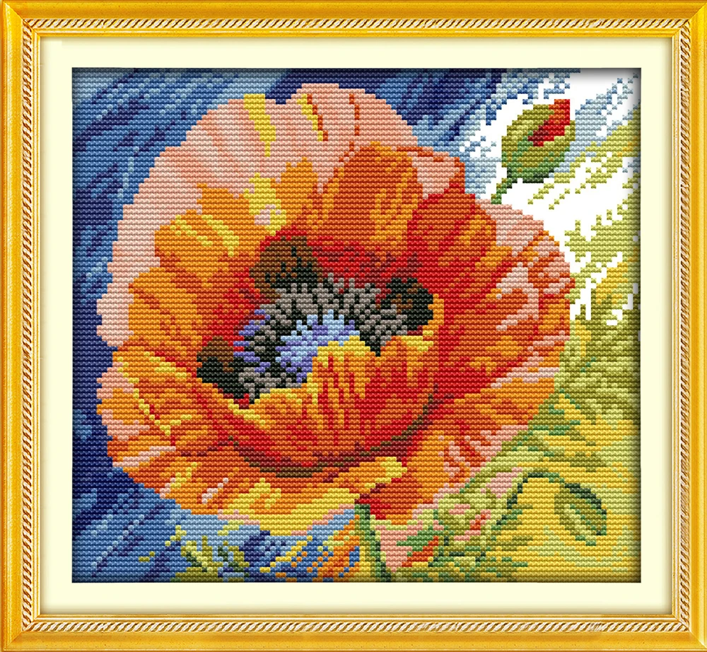 Набор для вышивки крестиком Poppy (8) красные цветы маленькая картина aida 14st 11ct