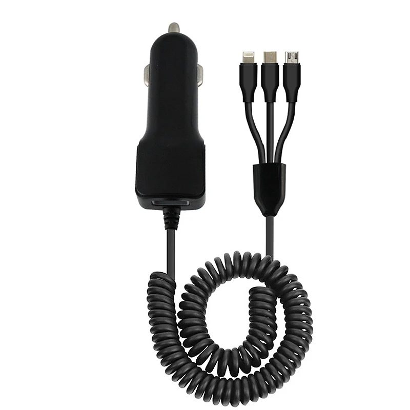 

USB car with line charger fast charge For iPhone X 7 /Samsung S9 S8 Plus /Huawei Xiaomi5V2.1A three wire ends available