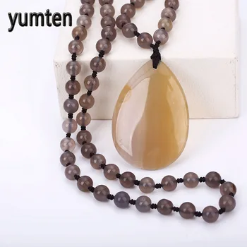 

Natural Agate Luxury Water Drop Necklaces Pendants For Men Long Necklace Fashion Jewelry High End Party Girlfriend Jewelry Gift
