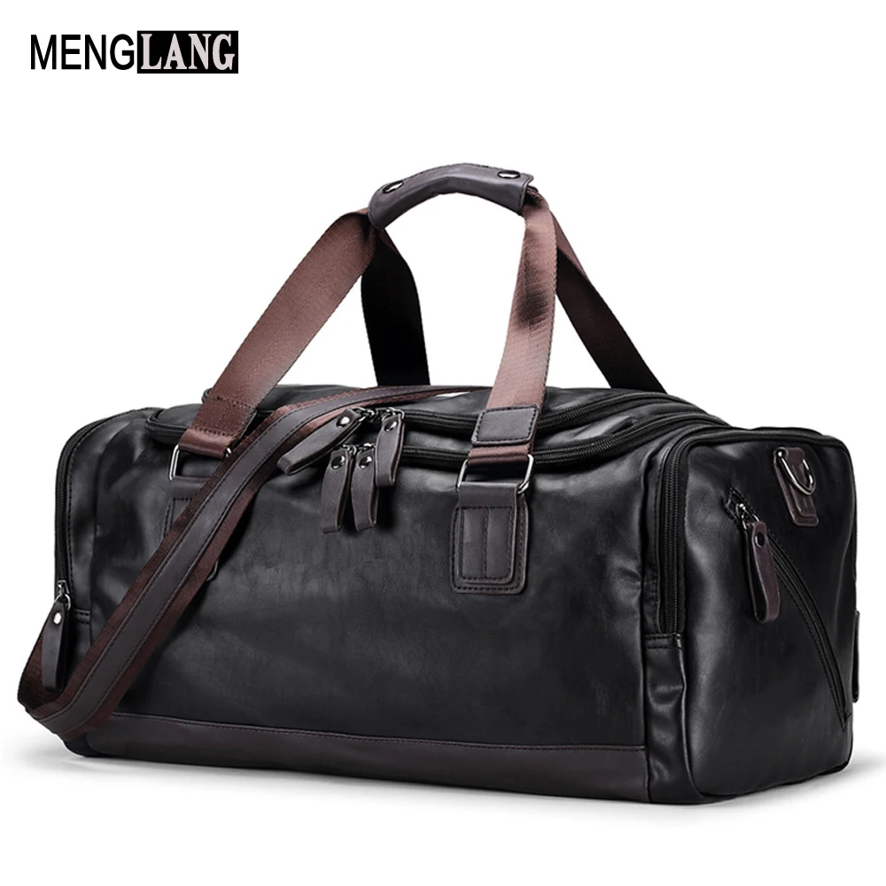 

PU Leather Men Travel Bags Overnight Duffel Bag Weekend Travel Large High Quality Tote Bags Crossbody Travel Bags