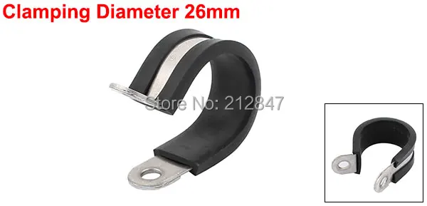 26mm Dia EPDM Rubber Lined R Shaped Stainless Steel Pipe Clips Hose  Tube Clamp