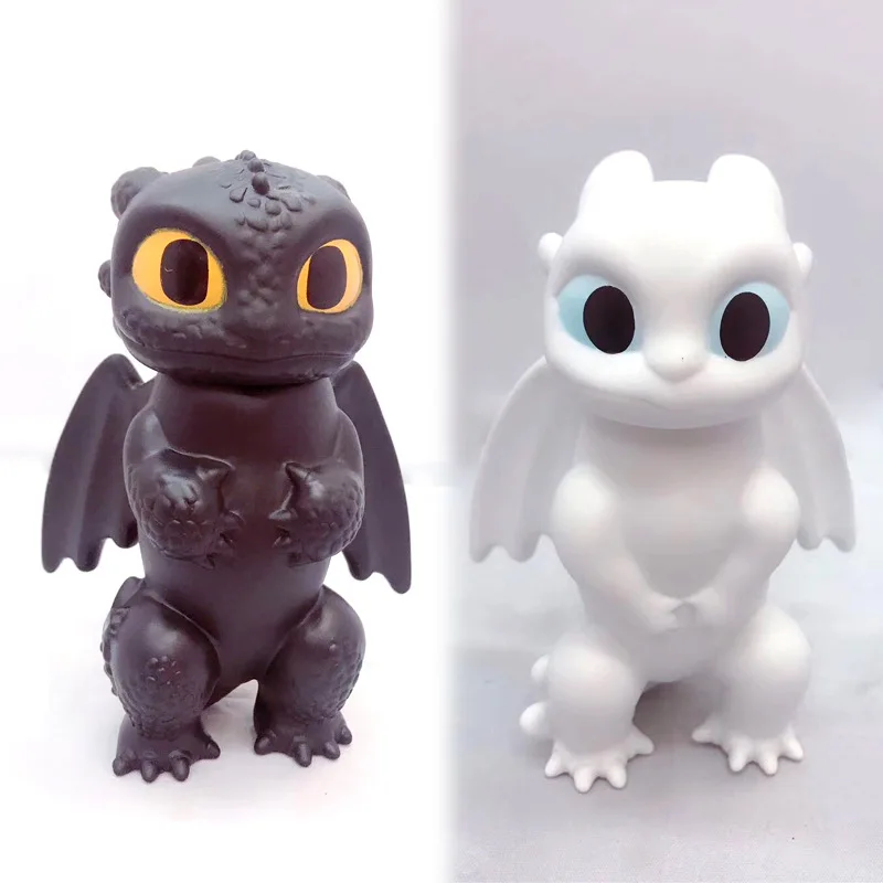 

12cm 2pcs/lot Black and White How to Train Your Dragon The Hidden World Toothless Action figure Light Fury Toothless Toys