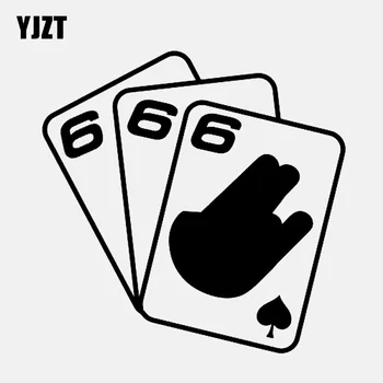 

YJZT 13.3*13.3CM Funny Playing Cards Game 666 Sticker Decor Vinyl Car Stickers Graphic C12-1231