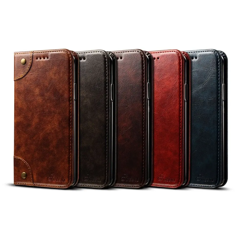 

Wallet Simple Style Dark brown Phone Case Wear Resistant Leather Cover With Stand and Card Slots Cash Organizer For iPhone X
