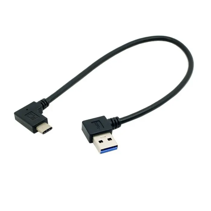 

90 Degree Left and Right angled USB3.1 Type-c male to 90 Degree angled USB3.0 A male data & charge cable for mobile phone 30cm