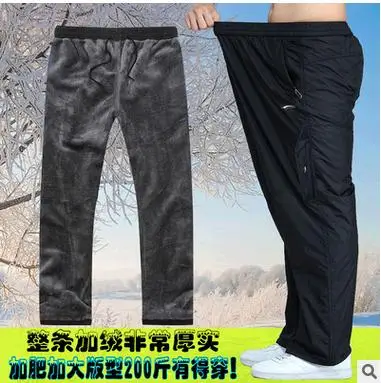 Мужские зимние брюки больших размеров 4XL 5XL 6XL, шерстяные зимние теплые мужские плотные брюки, мужские флисовые брюки
