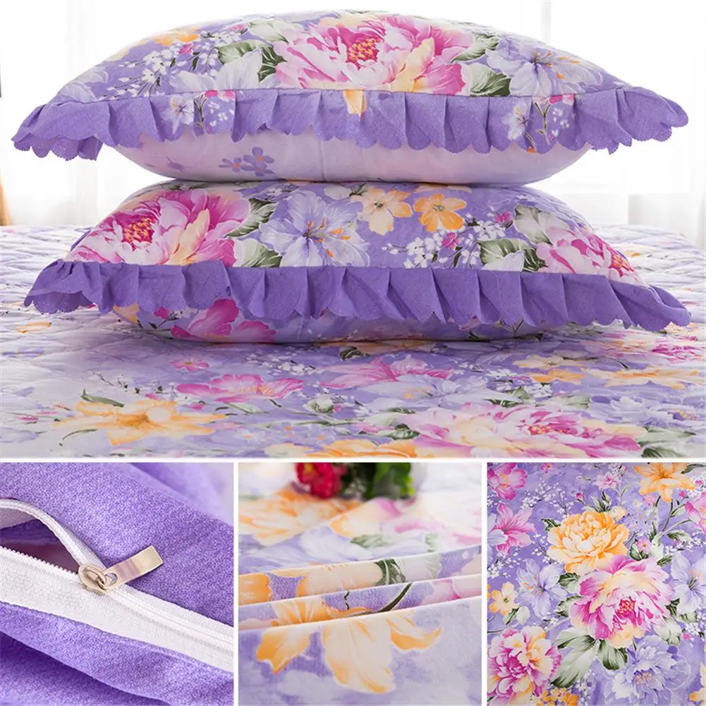 Утолщенная стеганая кровать юбка односпальная кровать покрывало простыня-Цветущий Цветочный узор серия