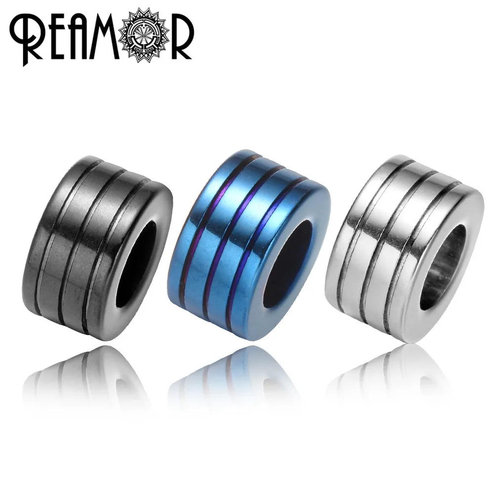 

REAMOR 10pcs Color Plated 316L Stainless Steel 6mm Blue Black Cylinder Spacer Tube Beads Charms Fit DIY Bracelet Jewelry Making