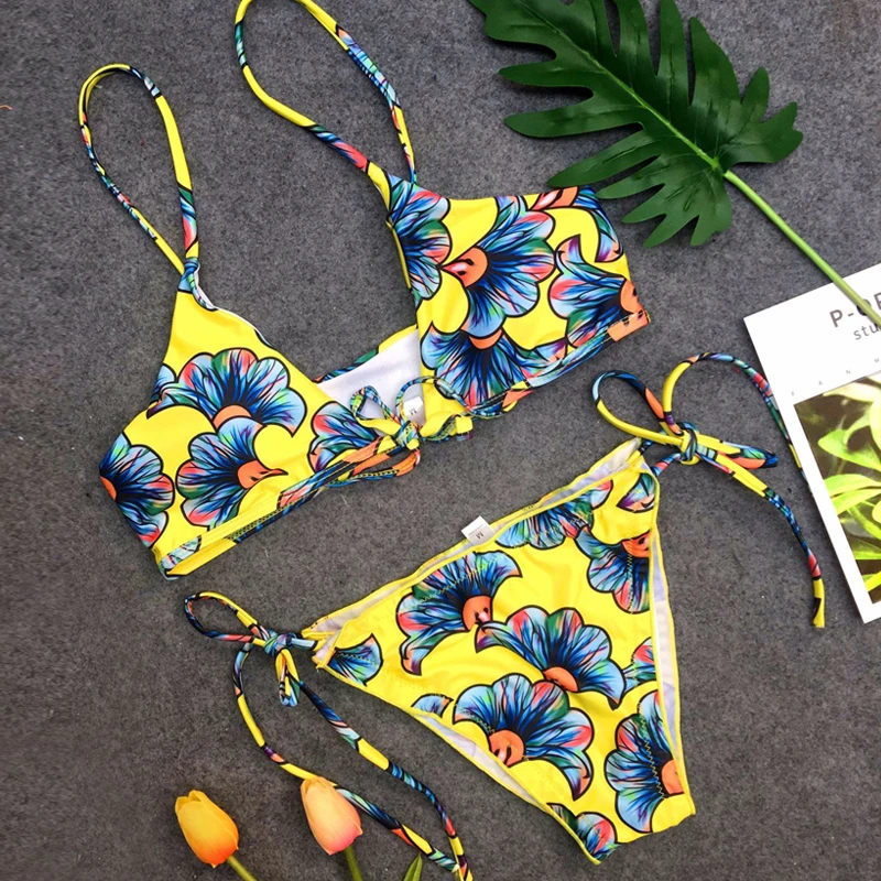 2018 Sexy Bikinis Women Swimsuit Lace Up Strappy Swimwear Brazilian Biquini (2)