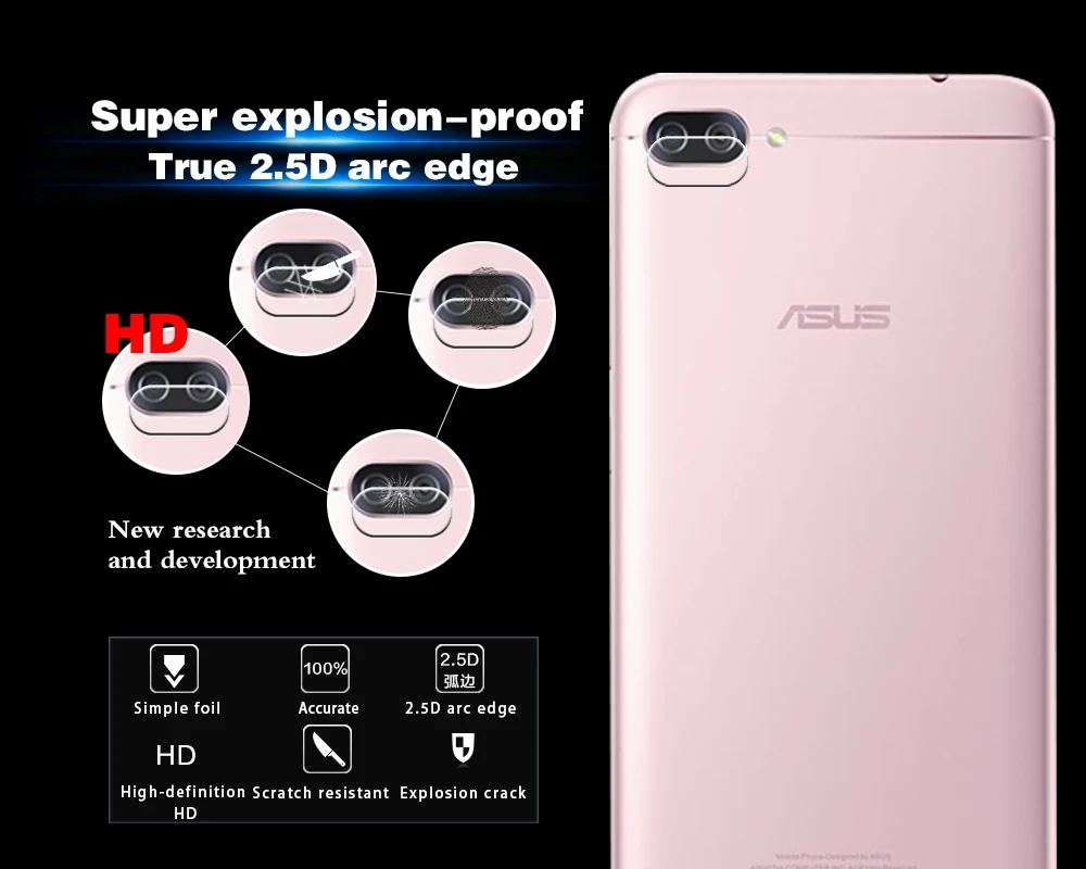 

WEETEN Rear Camera Lens 2.5D Tempered Glass Film For Asus Zenfone 4 Max ZC520KL Back Camera Lens Explosion-proof Protective Film