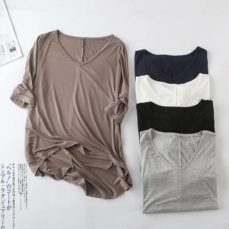 

New Women T Shirt Harajuku Spring Autumn Loose Half Sleeve T-Shirts Tees Female Solid Slim Bottoming Shirt Tops Plus Size SF1546