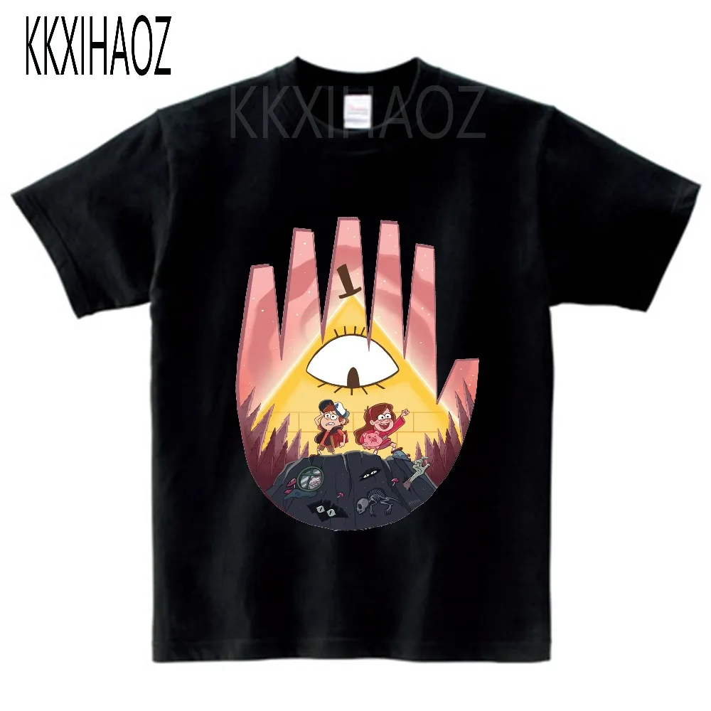KKXIHAOZ/Детские топы для маленьких девочек, хлопковая футболка с короткими рукавами и рисунком Гравити Фолз, рубашка Enfant, Милая футболка с круглым вырезом для маленьких мальчиков, NN