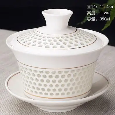 Китайский чайный сервиз Gaiwan голубой и белый фарфор Чайный набор кунг-фу Супница керамическая чашка для чая здоровье чайная чашка и блюдце мастер чашки - Цвет: 350ml