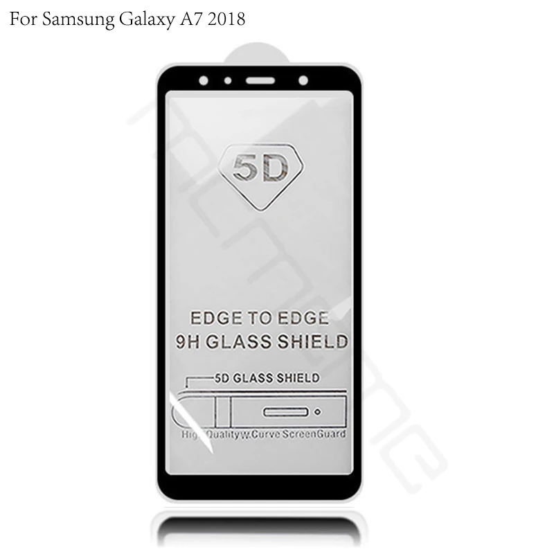 5D Tempered Glass For Samsung Galaxy A7 2018 Full Coverage Screen Protector Protective Film SM A750F