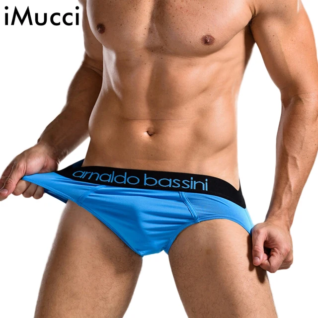 5 Colors Super Quality Brand Panties Mens Underpants Flexible Slips Briefs Solid Arnaldo Bassini Underwear Men Black Blue