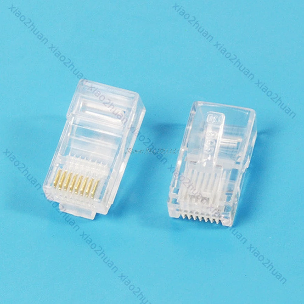 200 шт. RJ45 чистая позолоченная сетевая модульная вилка Cat5 CAT5e Кабельный разъем