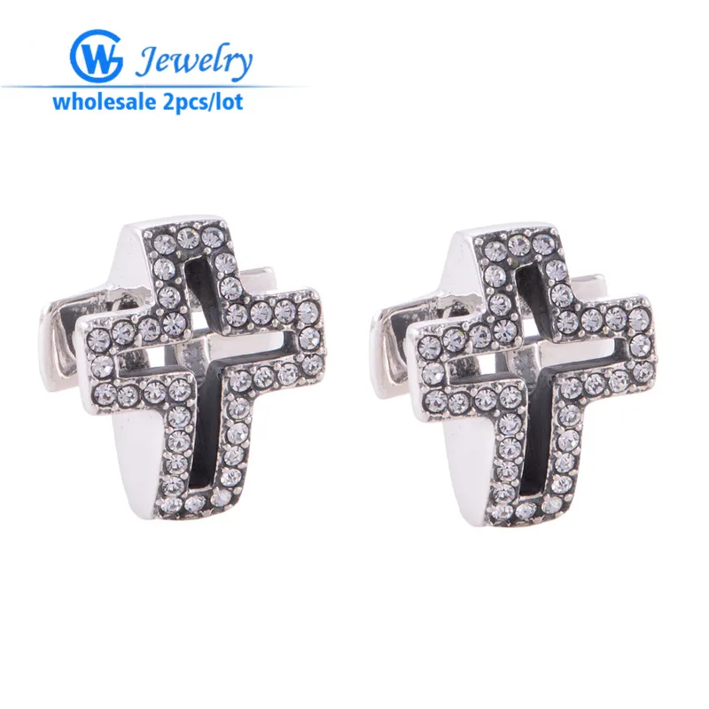 

2pcs/lot cross pendant tibetan beads 100% Sterling 925 Silver Factory Wholesale GW Fashion Jewelry X003H15