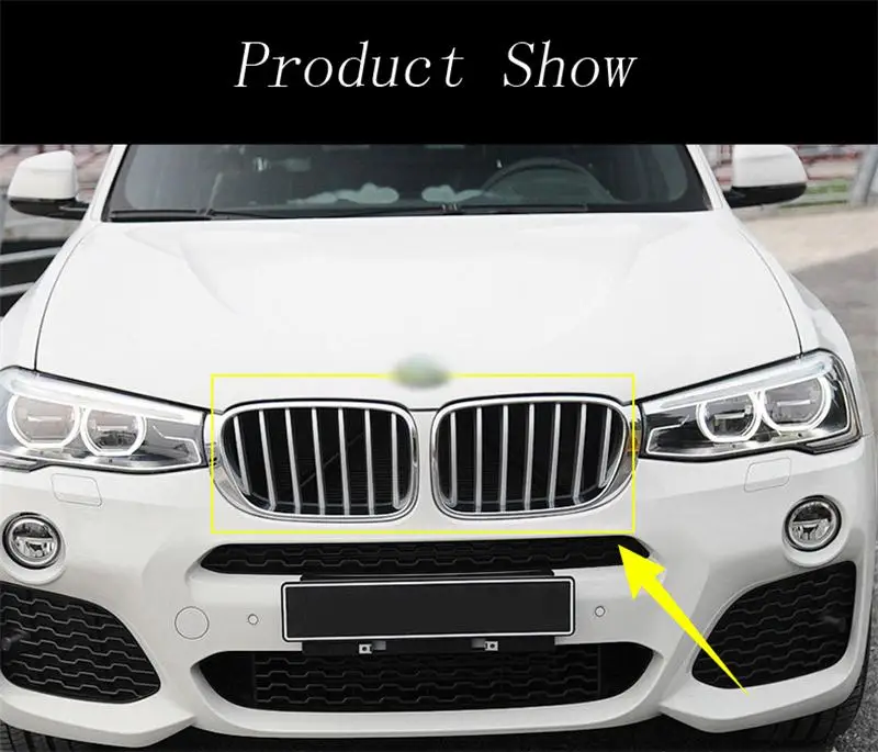 14 шт. Отдел среднего гриль сетки отделкой полосы Автомобиль Стайлинг бампер Стикеры снаружи модификации аксессуары для BMW X3 F25 2011 -2017