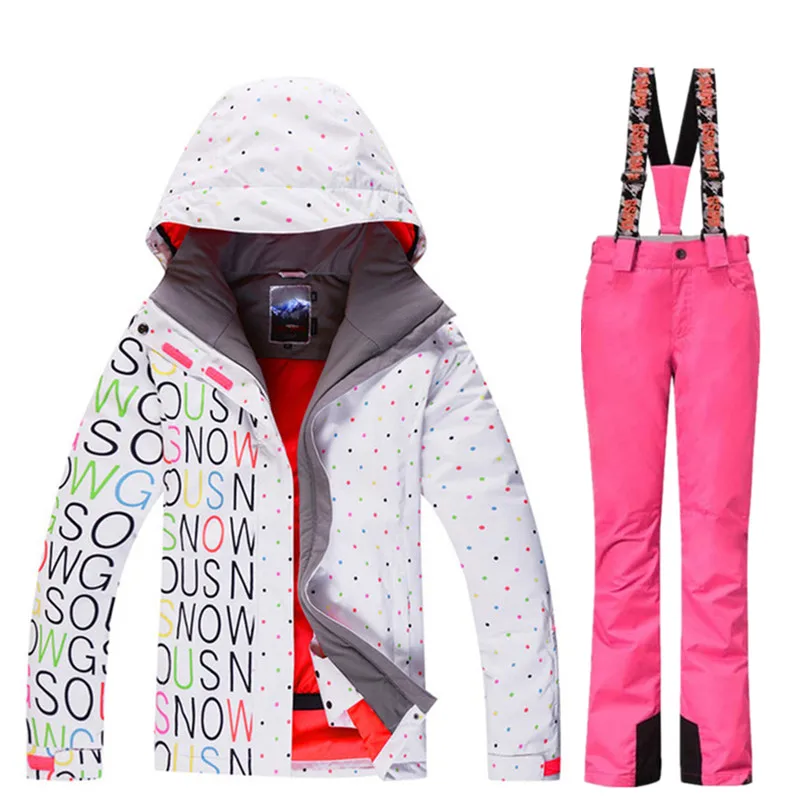 Gsou Snow Brand лыжный костюм Для женщин зимняя Лыжная куртка Брюки для девочек