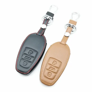 

New Fashion Styles Car Genuine Leather Key Cover Holder Wallet For Volkswagen 3 Buttons Fob Smart Key Accessories