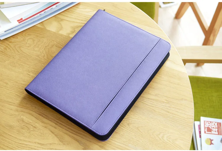 Многофункциональный молнии Искусственная кожа деловых поездок ясли сумка a4 органайзер для файлов, папок с ipad стойка жесткий диск fasterner 1105 - Цвет: purple