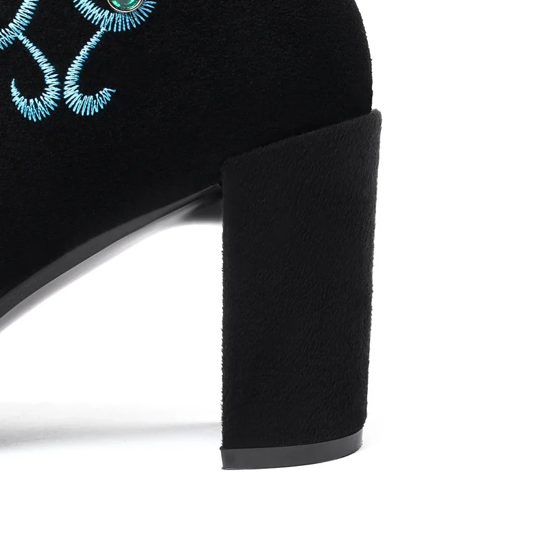 Femme Zipper Chaussures Sexy Haute Talons Robe Brodent Partie Facndinll Black Nouvelle Bottines Bottes Marque Pointu Bout Femmes Courtes Noir SwxOIPfq