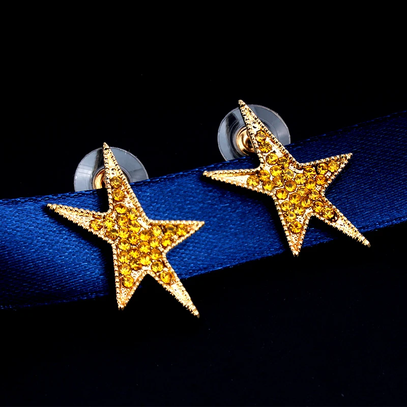 Gold color stars earrings ear stud women | Украшения и аксессуары