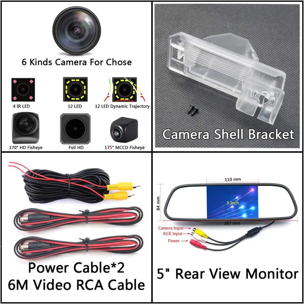 175 градусов MCCD рыбий глаз 12 Светодиодный HD камера заднего вида для Mitsubishi ASX 2011 2012 2013 RVR Outlander Sport XL автомобильный монитор - Название цвета: Camera 5 inch Mirror